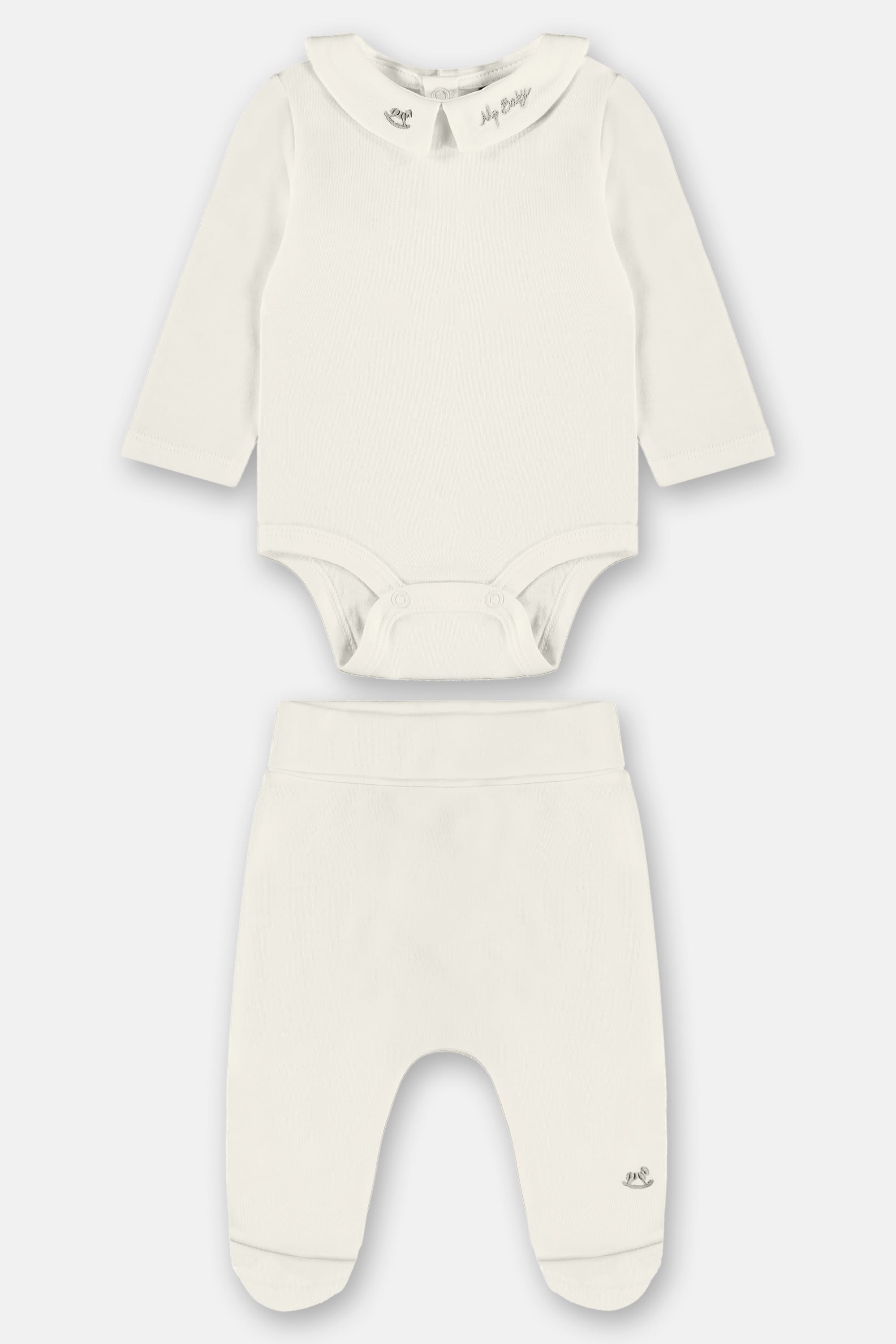 Conjunto Bebê Unissex Body e Calça em Suedine Pima (Off White) Up Baby